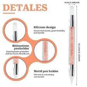 Rhinestone Nail Pen - Silver and Pink